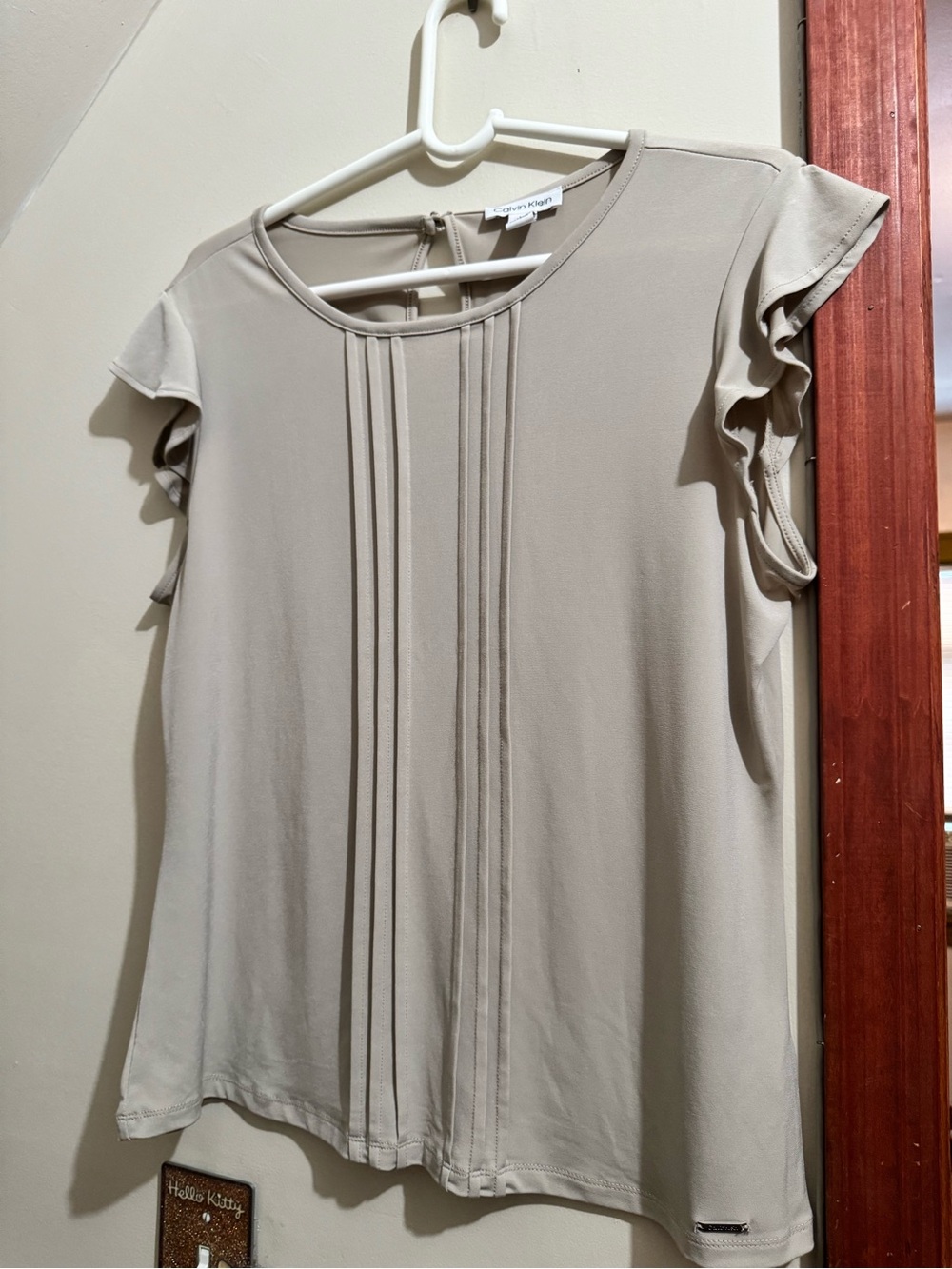 Calvin Klein Ruffle Sleeve Pleated Front Blouse